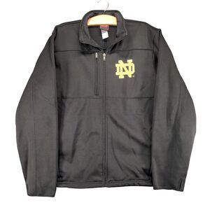 Genuine Stuff Notre Dame Full Zip Jacket Mens Size L Black Embroidered Logo
